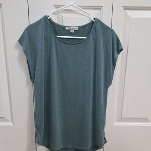 Green Envelope Blue Short Sleeve Top